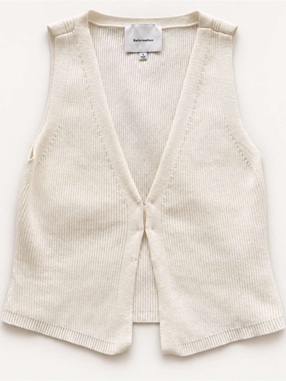 Reformation Ivory Organic Cotton Ribbed Knit Vest Size S